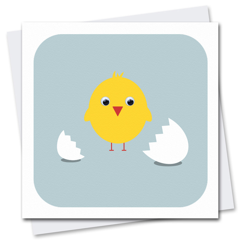 yellow chick and egg birthday card just hatched