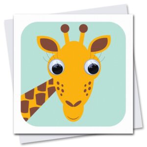 children's giraffe birthday card with googly eyes