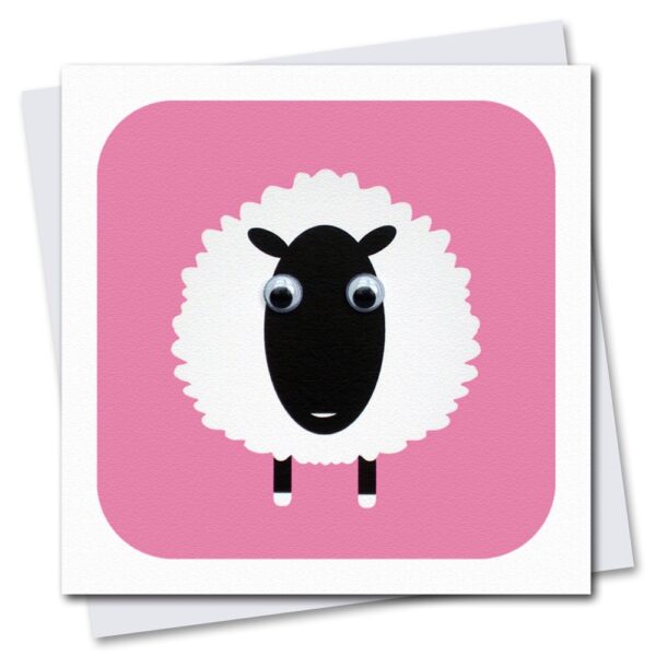 children's sheep birthday card with googly eyes