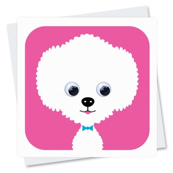 Children's dog birthday card with googly eyes