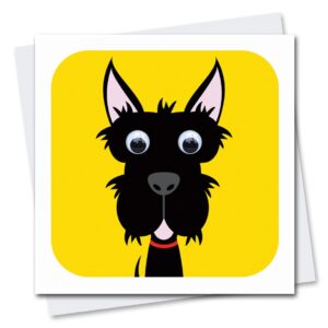 Children's dog birthday card with googly eyes