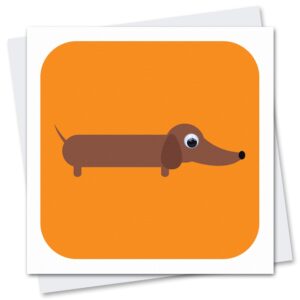 Children's sausage dog birthday card with googly eyes