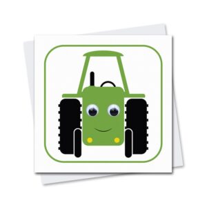 Children's Tractor Birthday Card with googly eyes