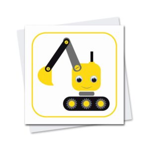 Children's Digger Birthday Card with googly eyes