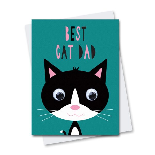 Best Cat Dad Card with googly eyes