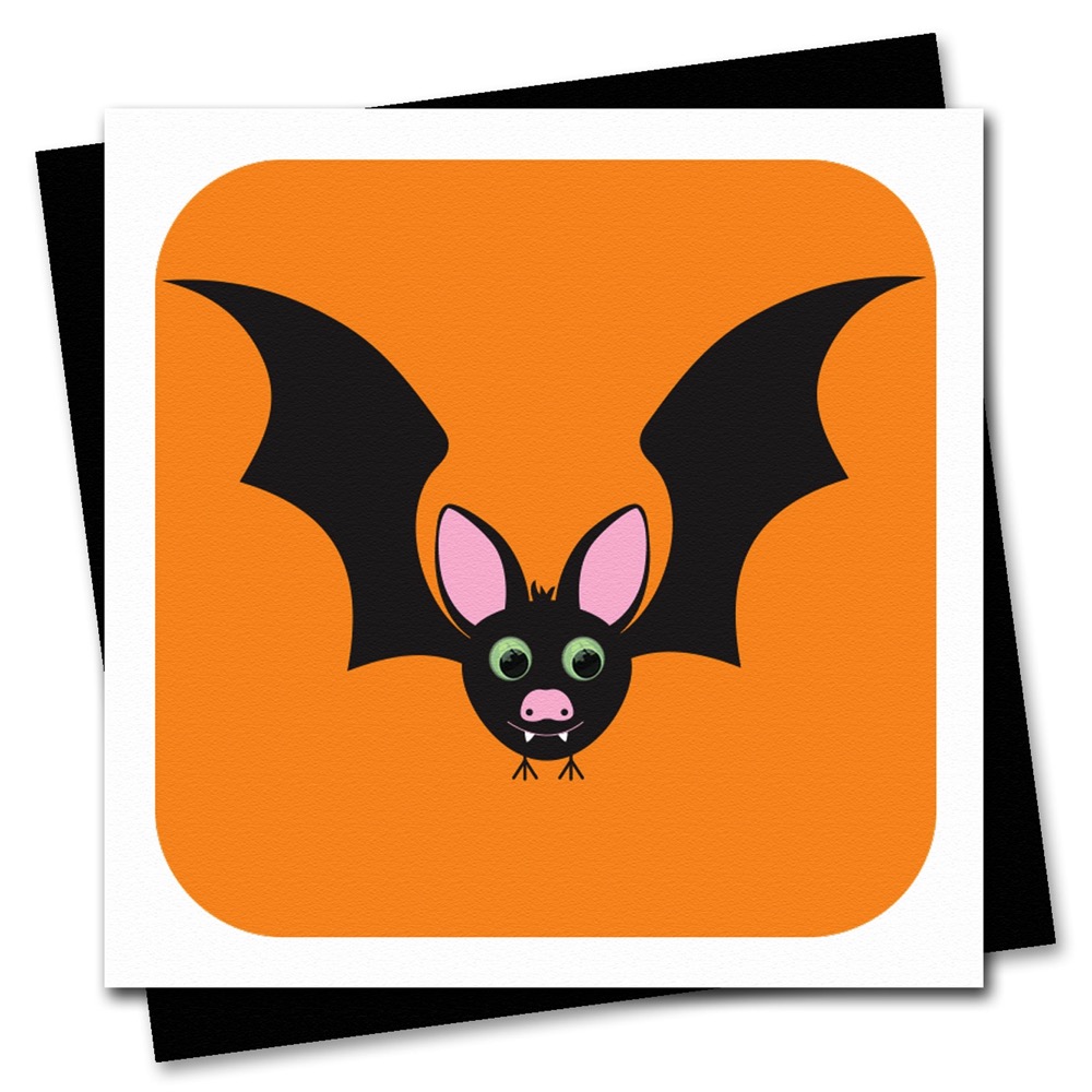 Bat Halloween Card with glow in the dark googly eyes