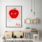 Cute Children's Alphabet Print featuring an Apple, A is for Apple Print