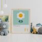 Cute Animal Alphabet nursery print featuring a Flower