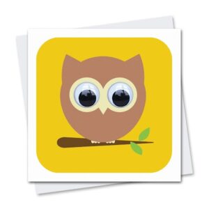 childrens owl birthday card with googly eyes