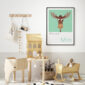 sage green nursery print of a moose in childs nursery