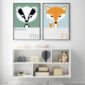 woodland animal prints on a childs bedroom wall of a fox and a badger