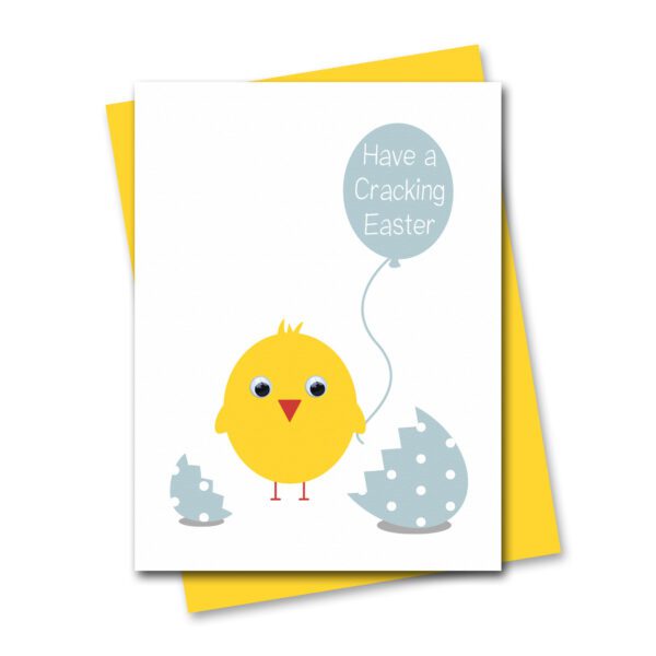 Children's Easter Card featuring Charlie Chick with googly eyes