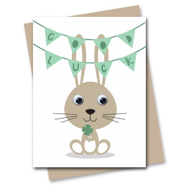 Good Luck Card featuring a bunny with Googly Eyes