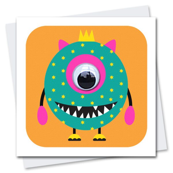 Children's Birthday Card featuring a monster with googly eyes.