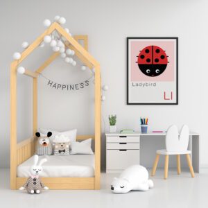 ladybird print in little girls room