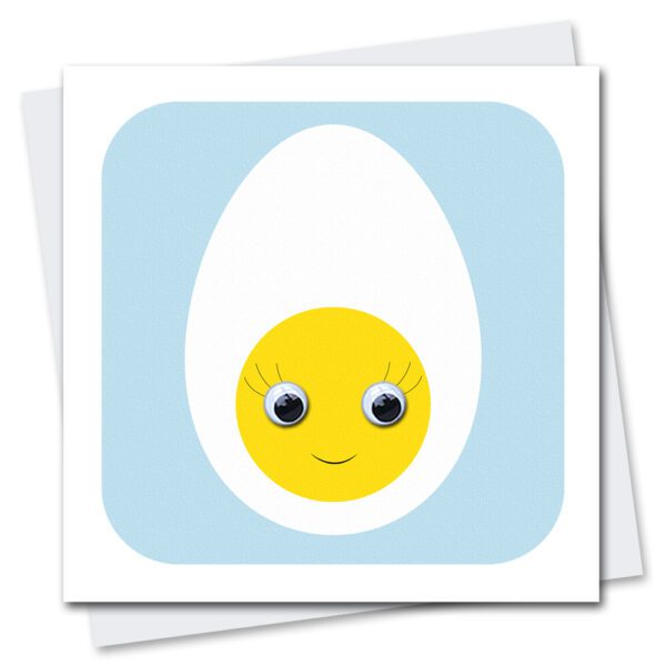 Good Egg greetings card with googly eyes