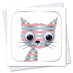 Glimmer Cat Birthday Card with googly eyes