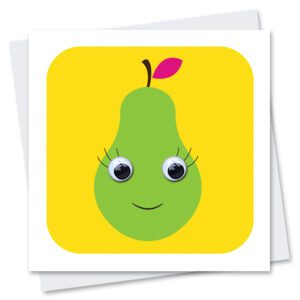 Pear Greetings Card with googly eyes