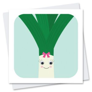 Leek birthday card with googly eyes