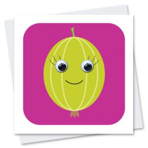 Gooseberry birthday card with googly eyes