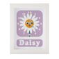 daisy flower nursery clock on a lilac background framed in a white frame