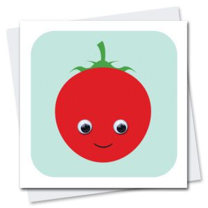 googly eyed tomato birthday card for children