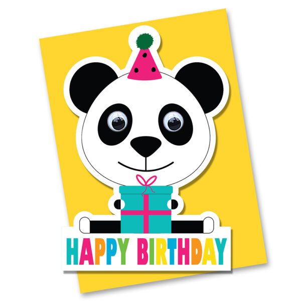 Children’s Panda birthday card with googly eyes