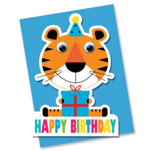 Tiger birthday card with googly eyes